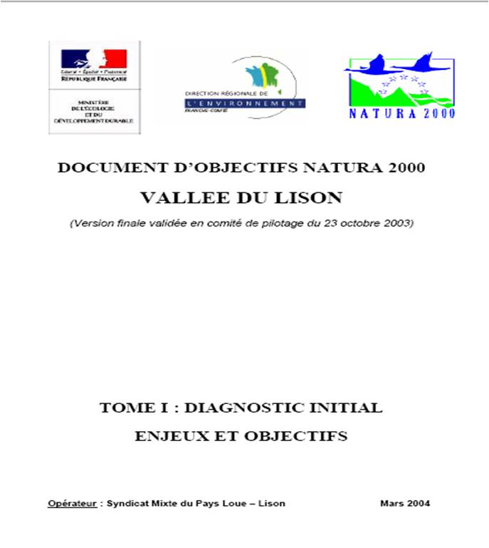 Cliquez pour télécharger le tome 1 du Docob Lison